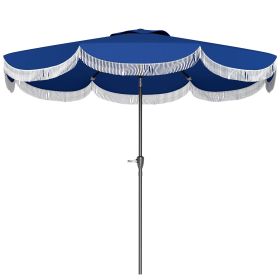 Outsunny 9FT Patio Umbrella, UPF 30+ Outdoor Market Umbrella with Crank, 8 Ribs, Push Button Tilt, Vented Patio Table Umbrella for Deck Backyard