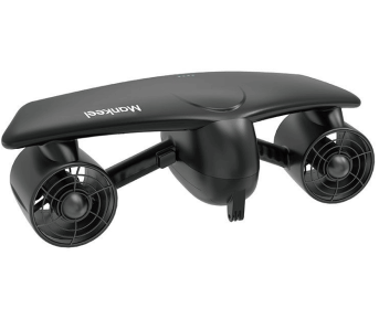 black electric submersible propeller.  Diving / floating / left and right direction range 30-60 minutes speed 2 m/s thrust 12kg propeller off the hand