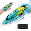 4DRC S5 Blue remote control boat for swimming pools and lakes, 2.4GHz 20+ MPH racing boat, rechargeable battery, low battery alarm