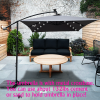 Rectangle 2x3M Outdoor Patio Umbrella Solar Powered LED Lighted Sun Shade Market Waterproof 6 Ribs Umbrella with Crank and Cross Base for Garden Deck