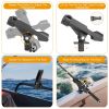 Boat Fishing Pole Rod Holder 360° Rotatable Kayak Side Rail Mount Adjustable Folding Rod Holder with Large Clamp