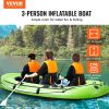 VEVOR Inflatable Boat, 3-Person Inflatable Fishing Boat, Strong PVC Portable Boat Raft Kayak, 45.6" Aluminum Oars, High-Output Pump