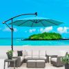 10 ft Outdoor Patio Umbrella Solar Powered LED Lighted Sun Shade Market Waterproof 8 Ribs Umbrella with Crank and Cross Base for Garden Deck Backyard