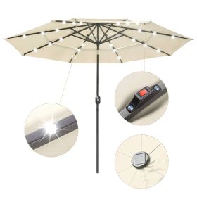 9Ft 3-Tiers 24LEDS Patio Umbrella (Option: 9Ft)