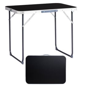 2.3ft Black Outdoor Folding Table Aluminum Alloy Rectangular 50kg Folding Tabletop (Option: Tabletop Black)